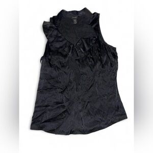 White House Black Market Black Ruffled Blouse